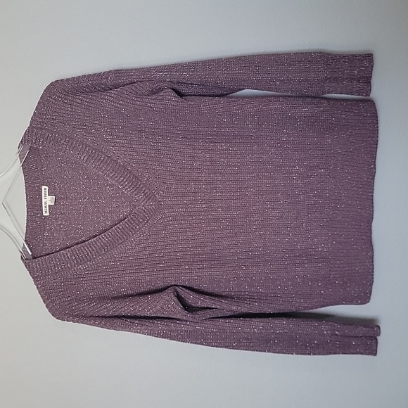 Moral Fiber purple crochet knit sweater large - Picture 1 of 7